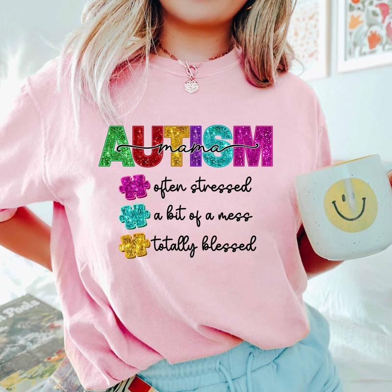 Messy Bun Autism Mom Shirt, Ideal For Mother's Day, Mom Surprise Gift, Mother's Day Outfit Hoodie Sweatshirt