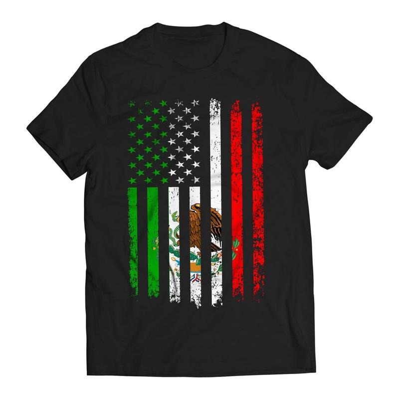 Mexican American Patriotic Vertical Flag Men's Graphic T-Shirt Hoodie Sweatshirt | PrintMintTees.com