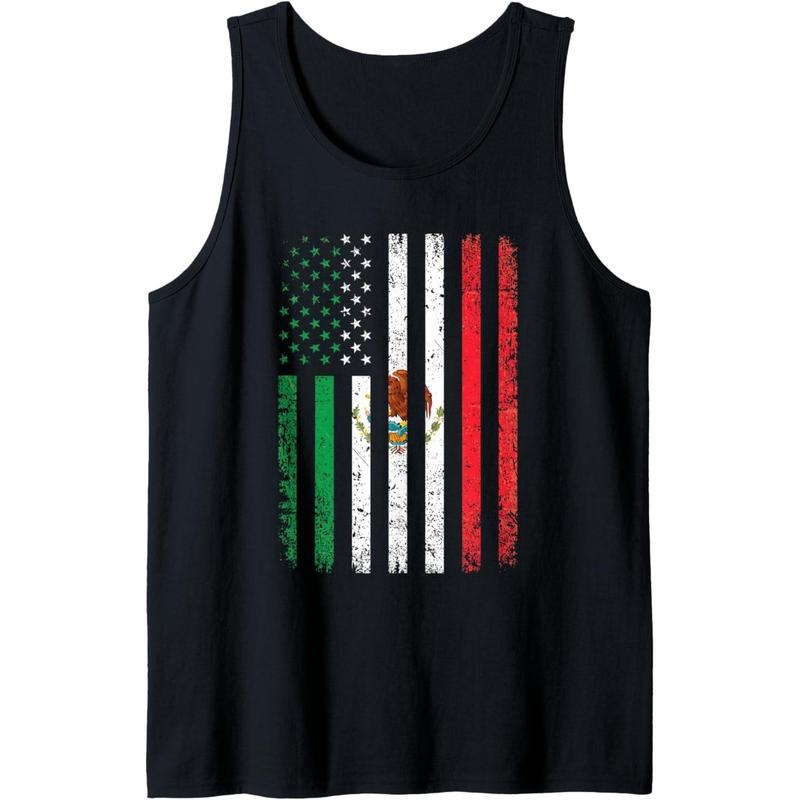 Mexico Flag Shirt Gift 4th Of July USA American Mexican Flag Tank Top made in USA Hoodie Sweatshirt | PrintMintTees.com