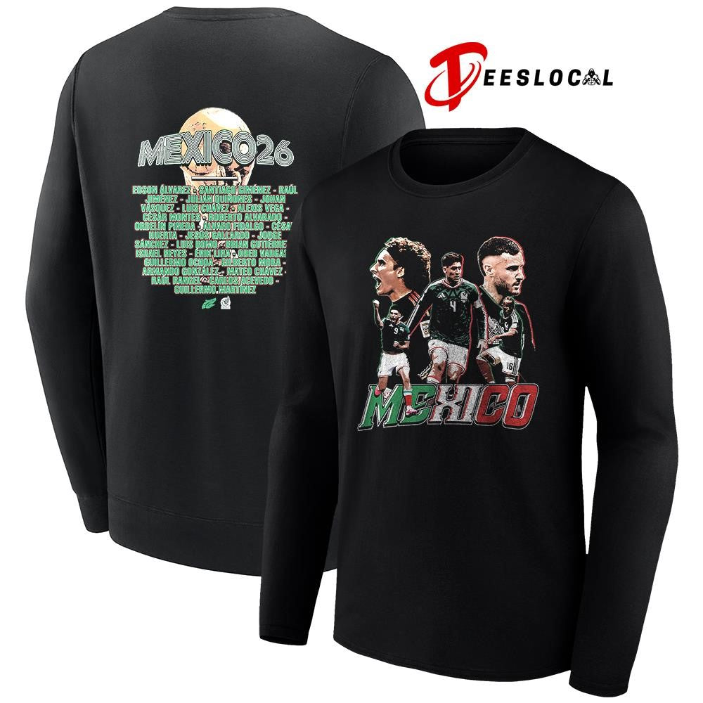 Mexico World Cup name roster graphic shirt