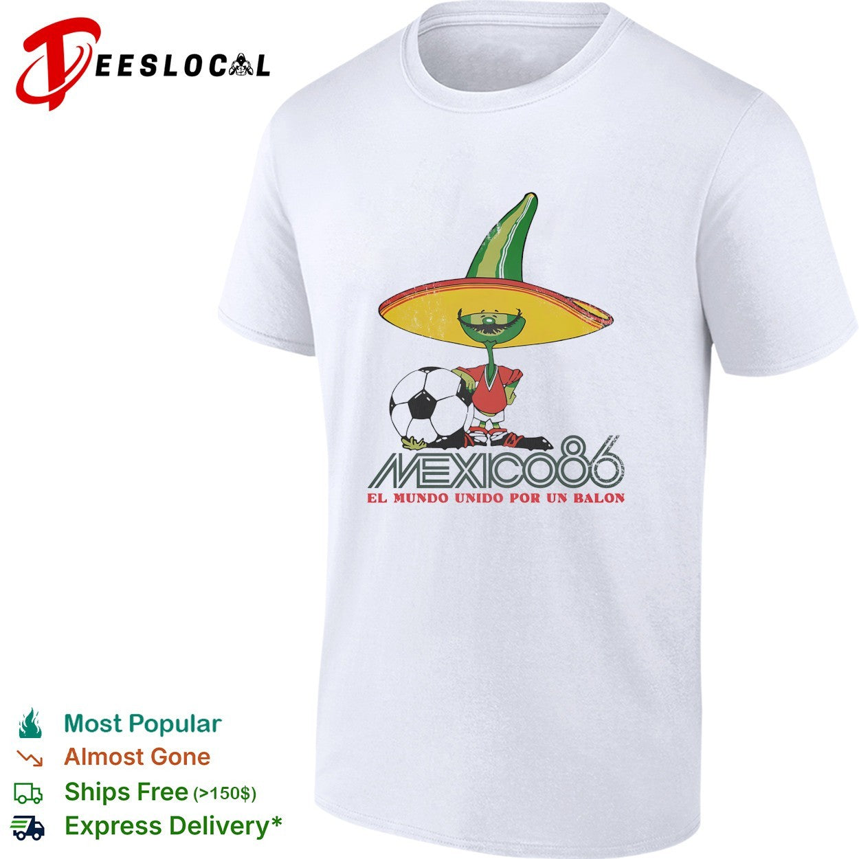 Mexico el mundo unido por un balon sombrero mascot 86 shirt