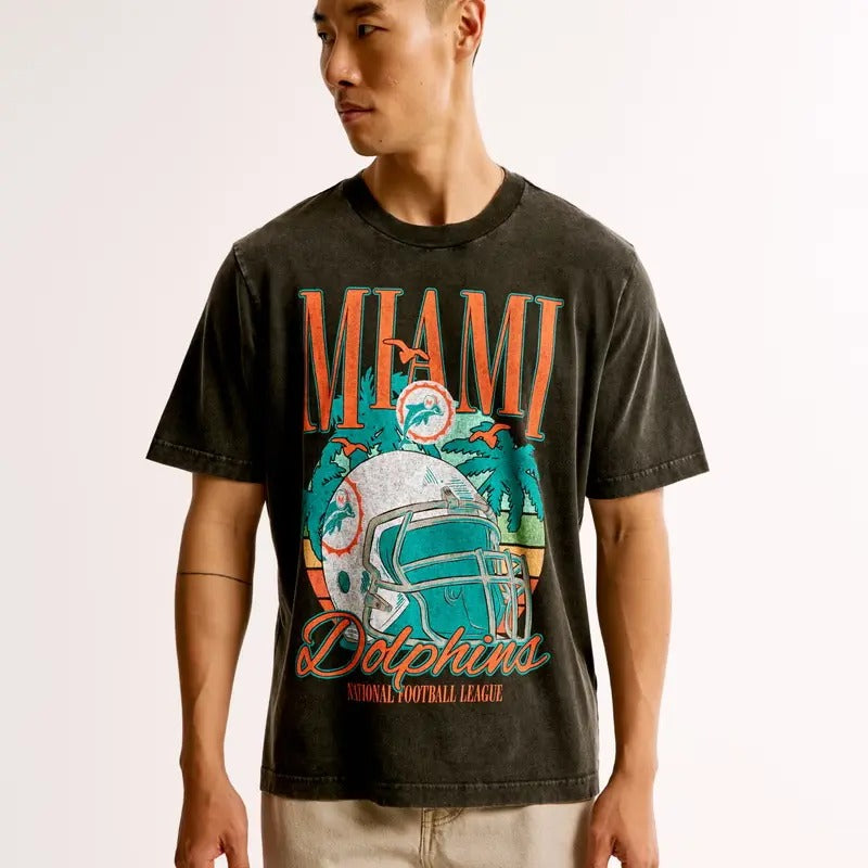 Miami Dollphins Vintage-Inspired Graphic Tee Streetwear Cotton Top Tshirt Hoodie Sweatshirt | PrintMintTees.com