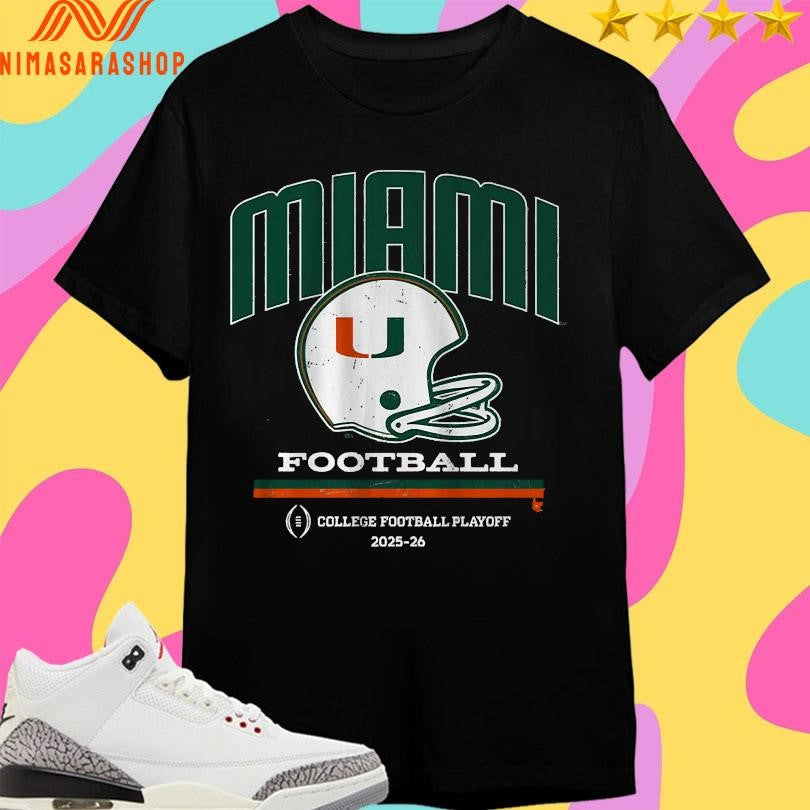 Miami Football 2025 CFP Vintage Helmet College Football Playoff 2025-2026 Shirts