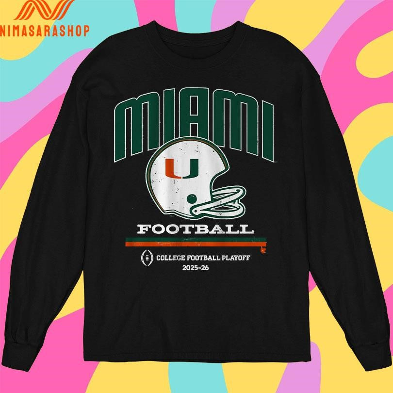 Miami Football 2025 CFP Vintage Helmet College Football Playoff 2025-2026 Shirts