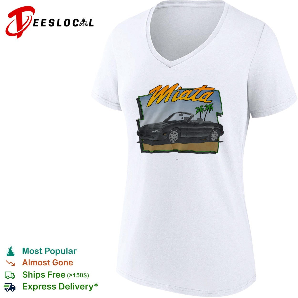Miata Mazda NA Roadster Convertible JDM Car Tropical Palm Beach Scene shirt