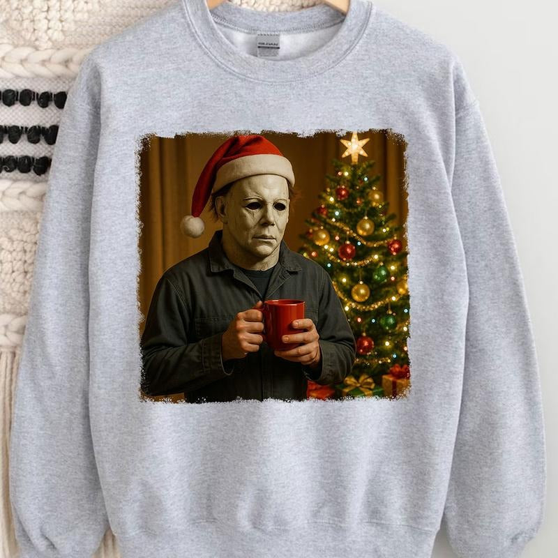 Michael Chillin By Christmas Shirts, Horror Characters Shirt, Halloween Christmas Shirt, Trending Graphic Shirts Hoodie...