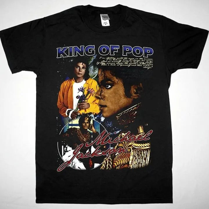 Michael Jackson Shirt, Michael Jackson King Of Pop Cotton Menswear Tshirt Hoodie Sweatshirt | PrintMintTees.com