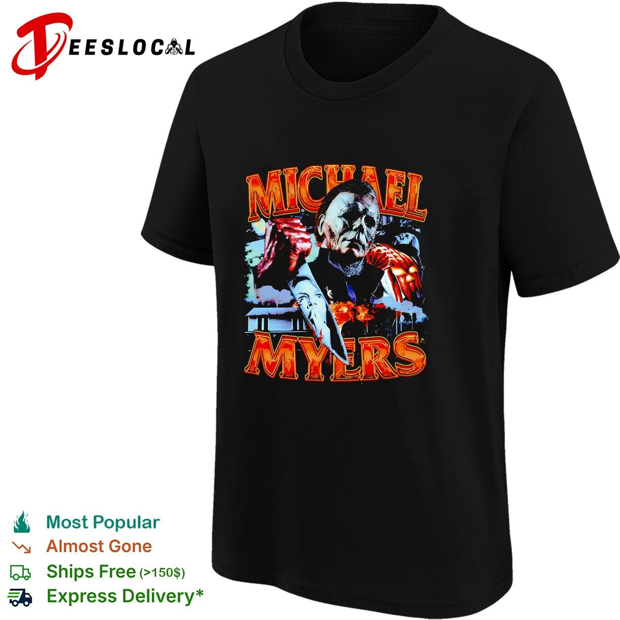 Michael Myers holding knife Halloween horror shirt