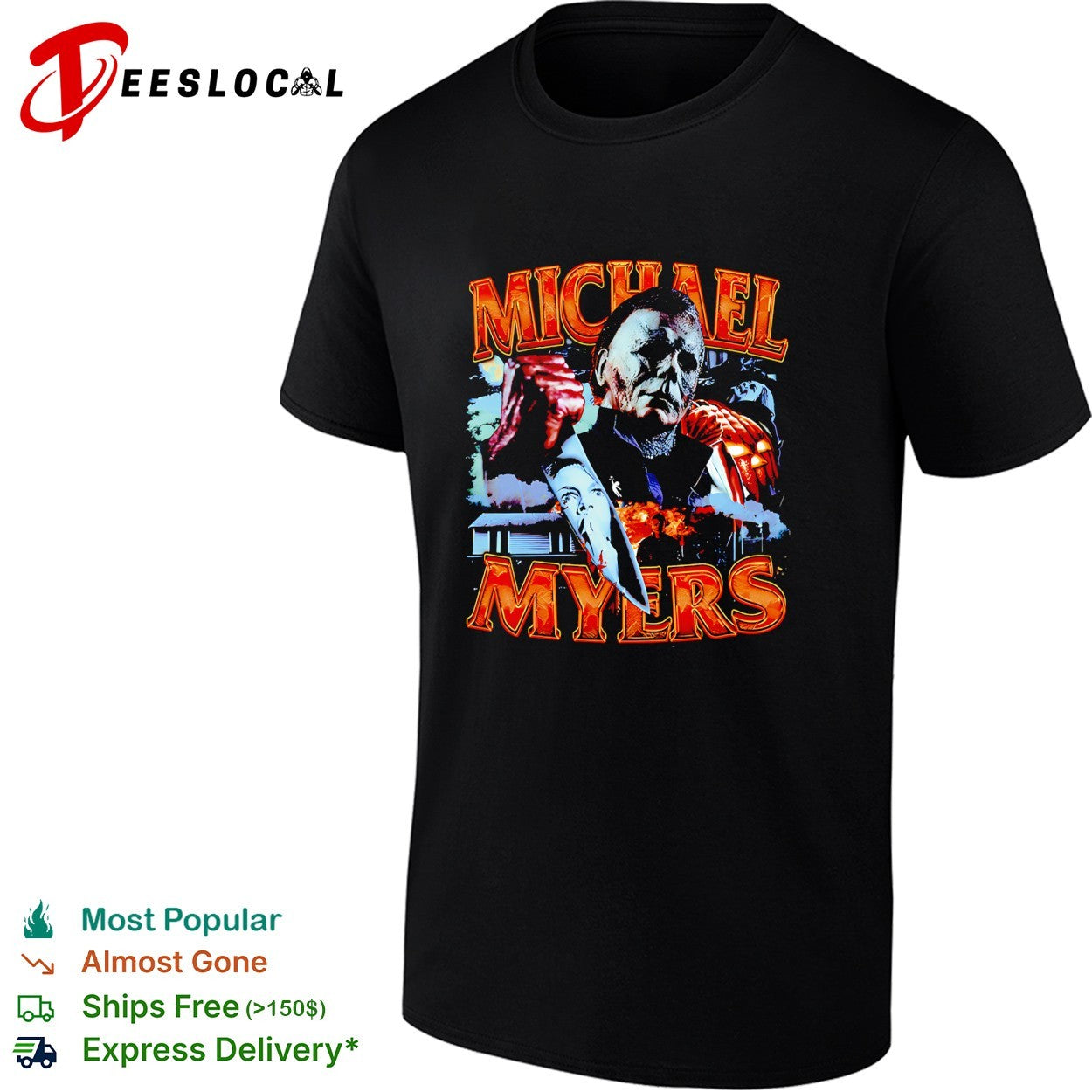 Michael Myers holding knife Halloween horror shirt
