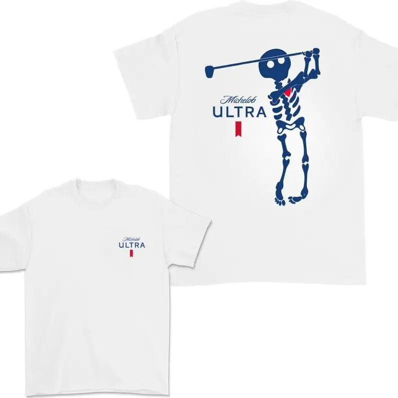 Michelob Ultra Golf Skeleton Halloween 2 Sided T-Shirt, Michelob Ultra Shirt For Men And Women, Halloween Trendy Shirt,...