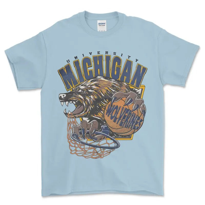 Michigan Wolverines Men's Basketball T-Shirt, graphic vintage sports tees for men Hoodie Sweatshirt | PrintMintTees.com