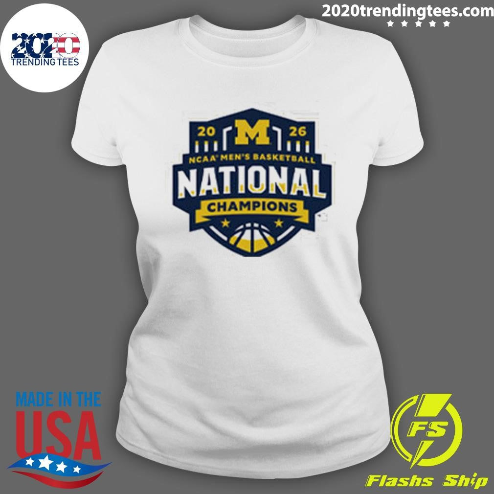 Michigan Wolverines Mens Basketball National Champions Maize Logo Shirt