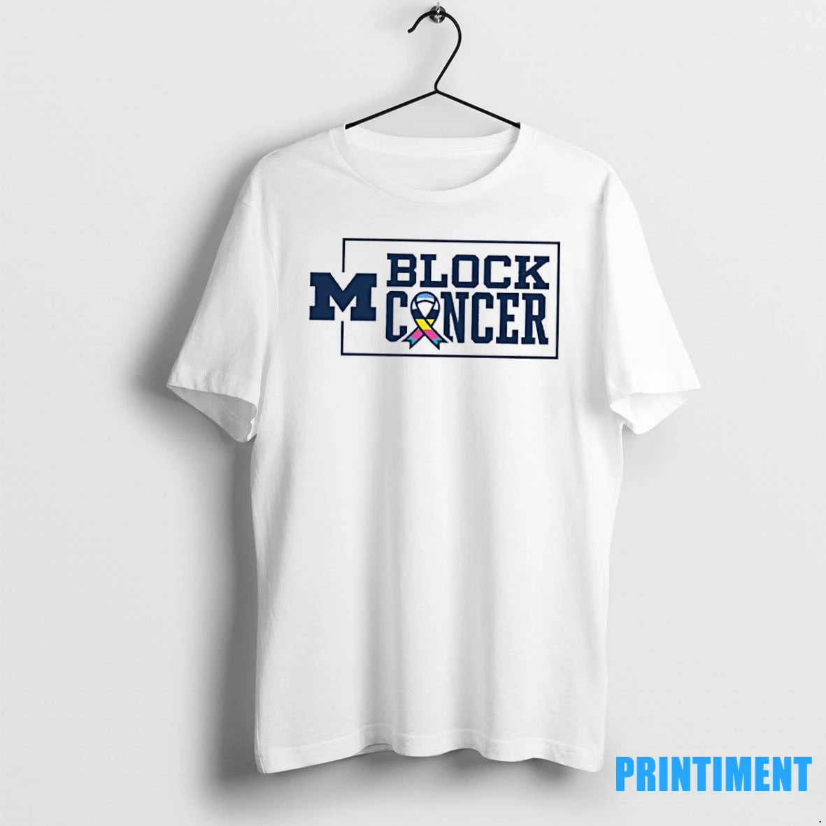 Michigan Wolverines Block Cancer Ribbon Tshirts Sweater