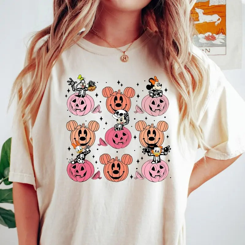 Micke and Friends Skeleton Pumpkin Shirt Halloween Tee Shirt Pumpkin Fall Shirt, Spooky Season Gift For Men Women, Horror...