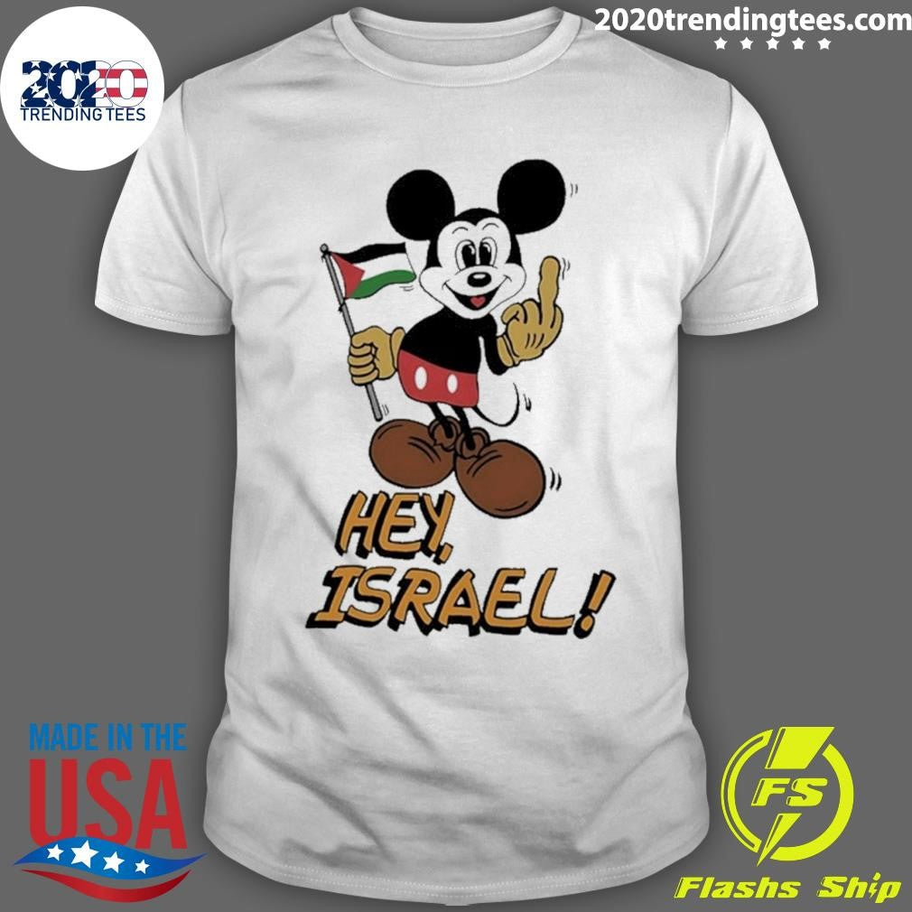 Mickey With Iran Flag Hey Israel Middle Finger Shirt