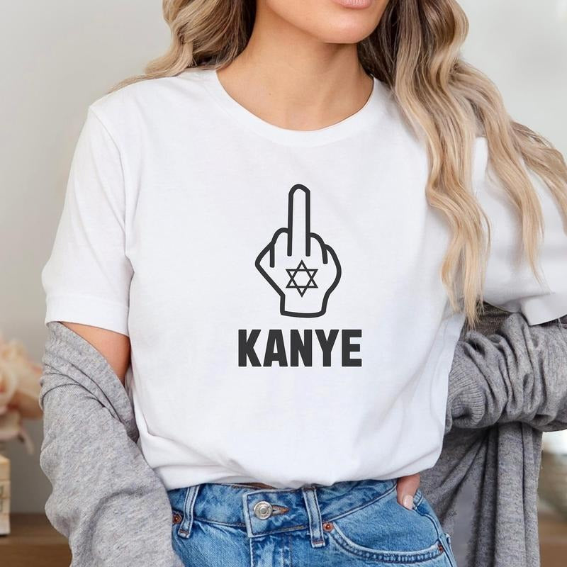 Middle Finger Kanye Shirt, F*ck Kanye Shirt, Anti Nazi Tee Hoodie Sweatshirt | PrintMintTees.com