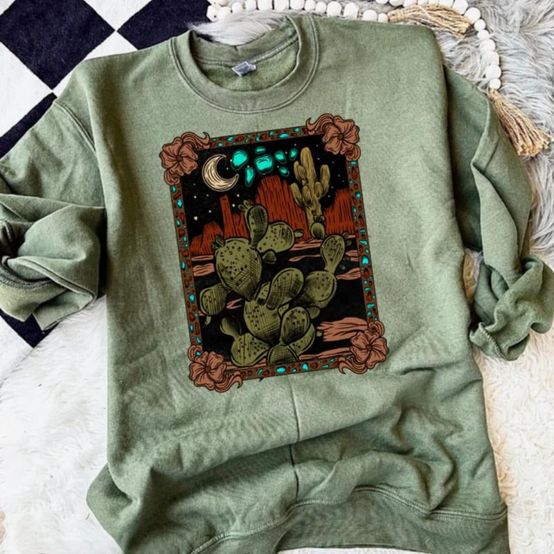 Midnight Desert Crewneck vintage sweatshirts, cowgirl outfits, western outfits women clothing, country western girl tops...
