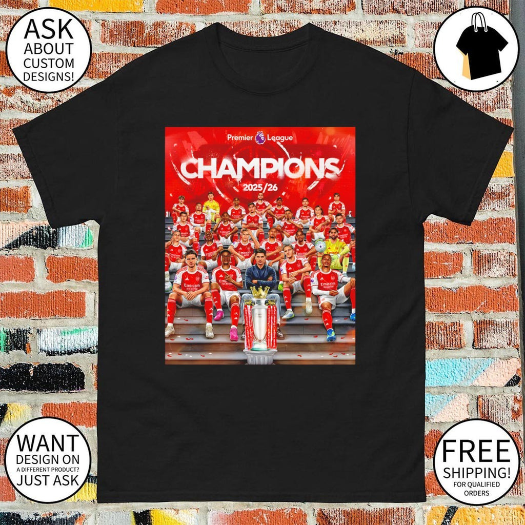 Mikel Arteta Arsenal FC members Premier League Champions 2025 2026 shirt