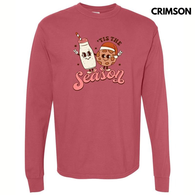 Milk & Cookies Tis The Season Long Sleeve Comfort Colors T-Shirt Hoodie Sweatshirt | PrintMintTees.com