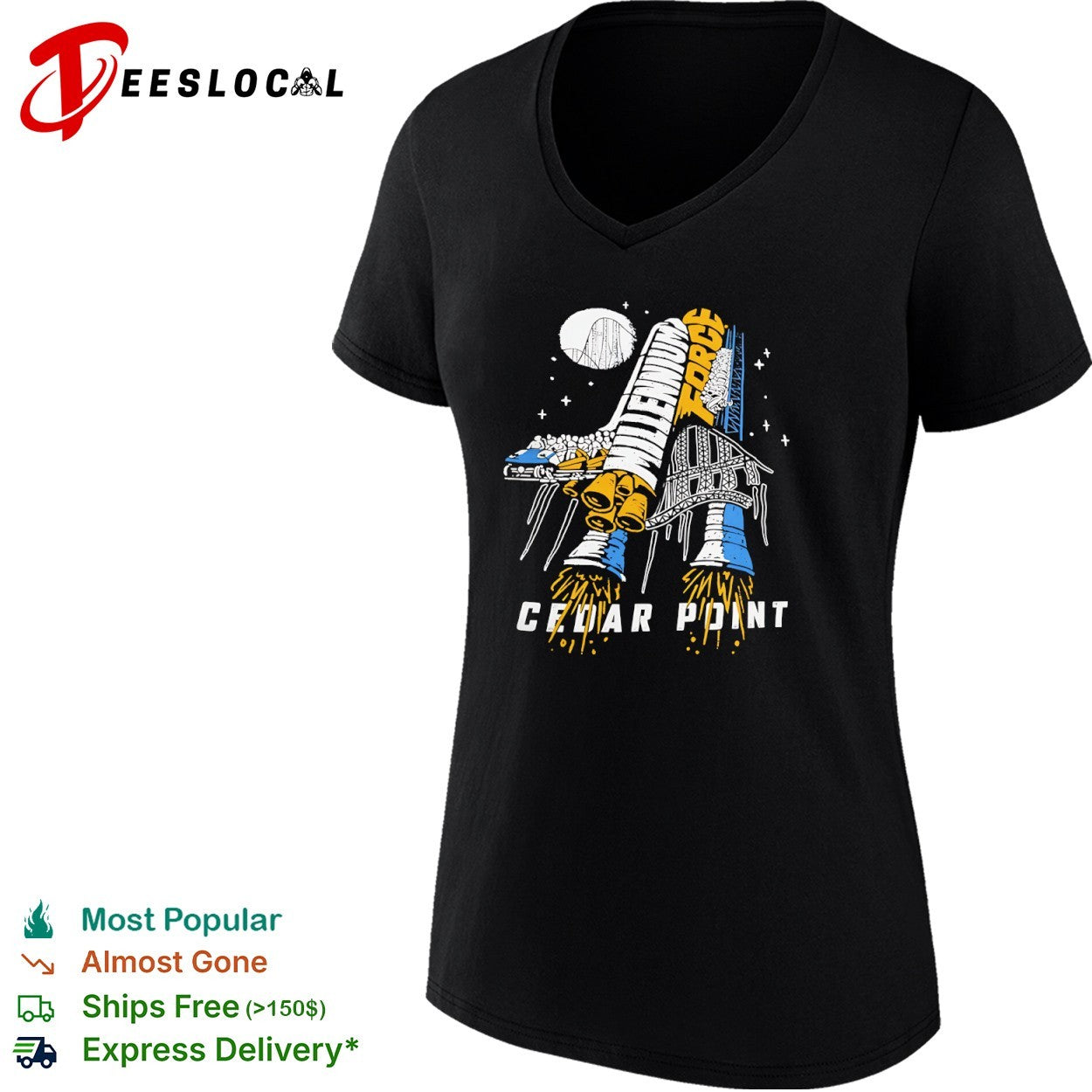 Millennium Force Cedar Point Roller Coaster Space Shuttle Rocket Launch shirt