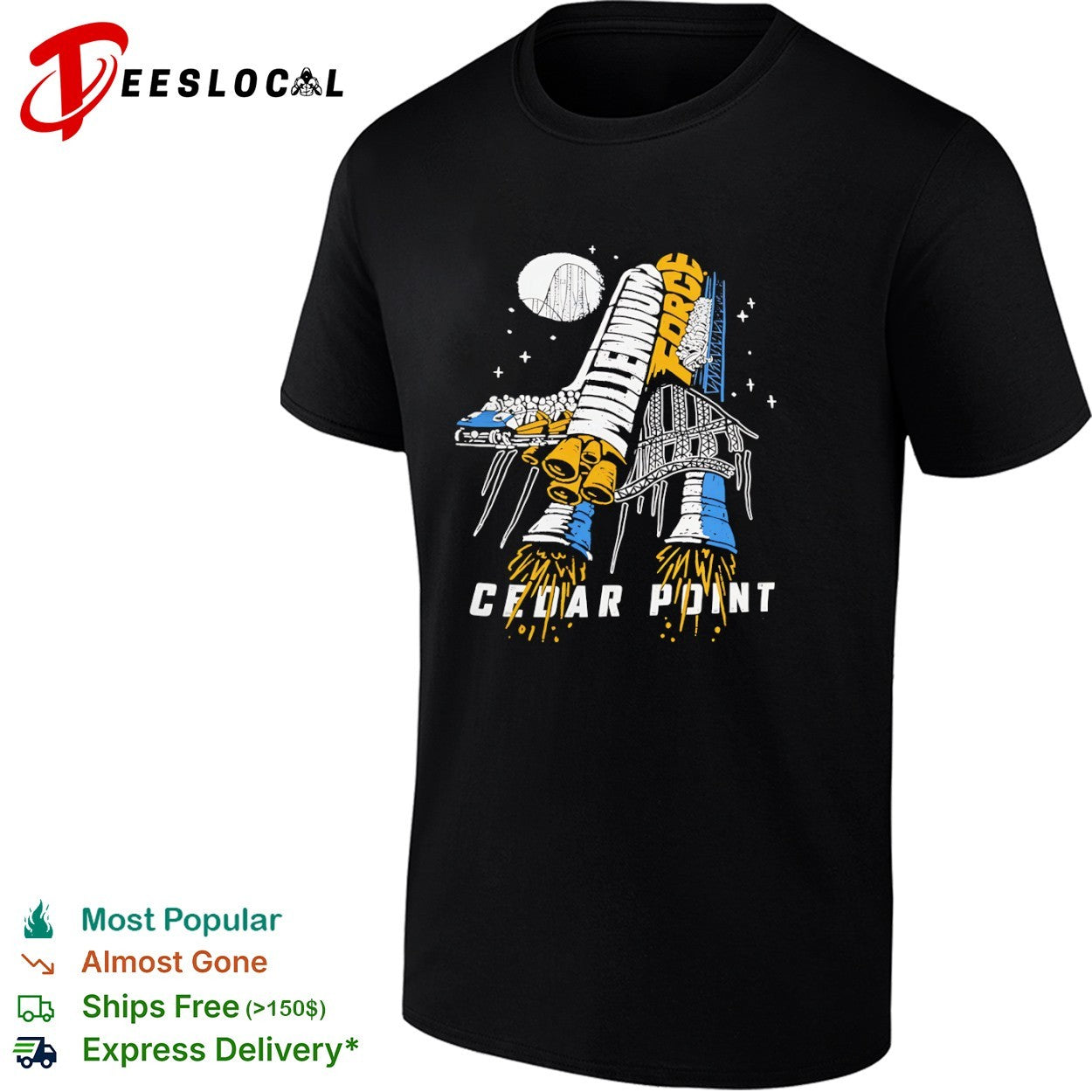 Millennium Force Cedar Point Roller Coaster Space Shuttle Rocket Launch shirt