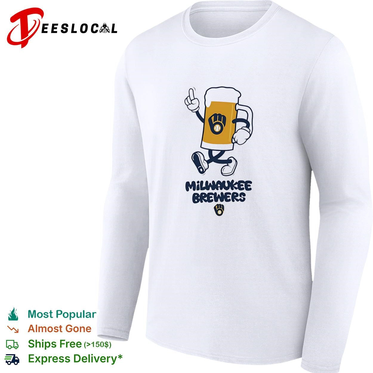 Milwaukee Brewers beer mug mascot index finger shirt