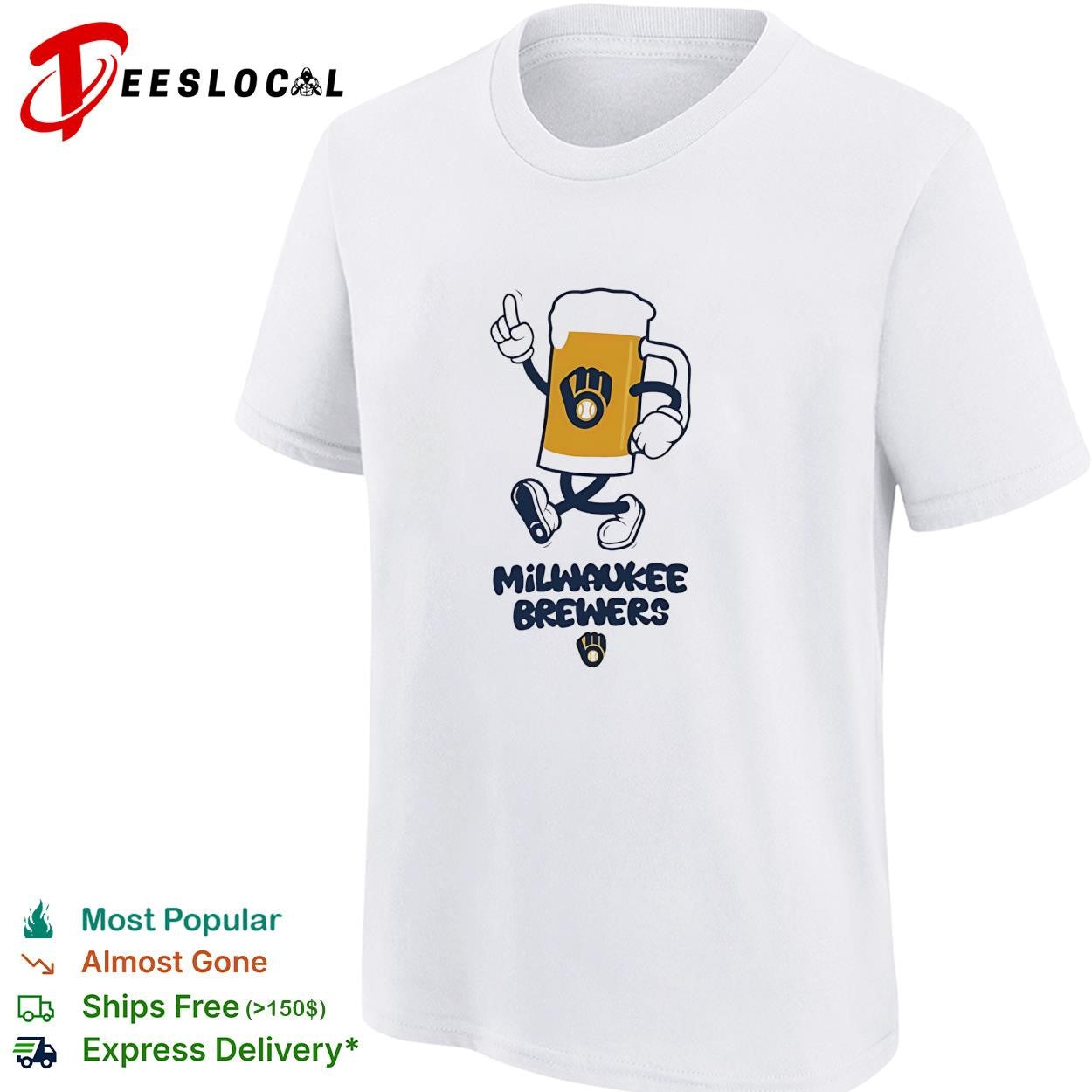 Milwaukee Brewers beer mug mascot index finger shirt
