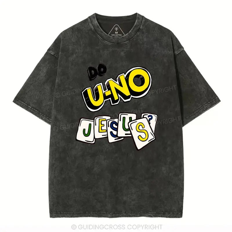 [ Mineral Wash ] 1 DO U-No Jesus Christian Washed Shirt Jesus Graphic Washed Style Shirt Hoodie Sweatshirt