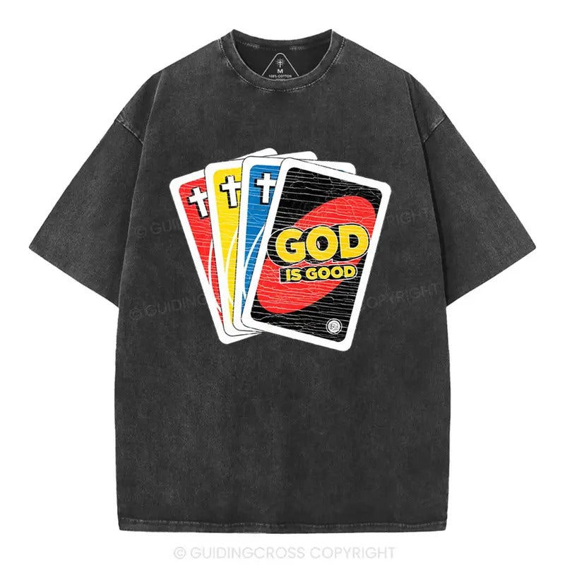 [ Mineral Wash ] 1 God Is Good Christian Washed Shirt Jesus Graphic Washed Style Shirt Hoodie Sweatshirt | PrintMintTees.com