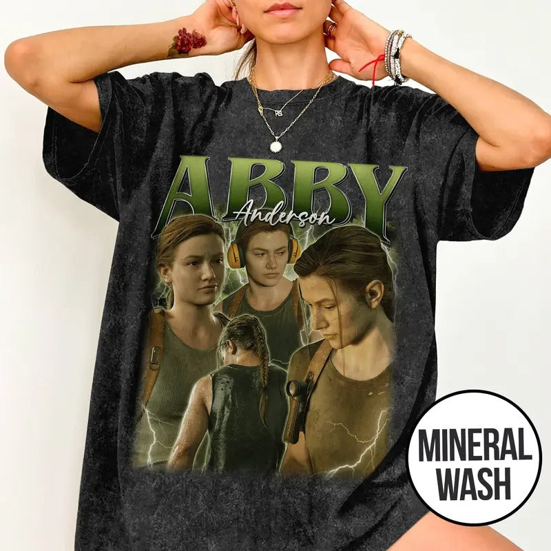 [ Mineral Wash ] Abby Anderson TLOU Shirt, Abby Anderson Y2K Vintage 90s Movie Shirt, TLOU Movie, Bootleg Rap Style...