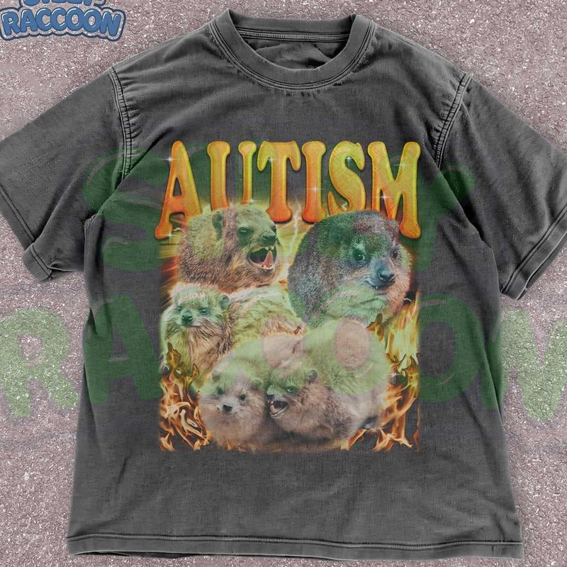 [ Mineral Wash ] Autism Unhinged Shirt, Funny Rock Hyrax Meme Tee, Sarcastic Animal Shirt, Ironic Humor Clothing, Edgy...