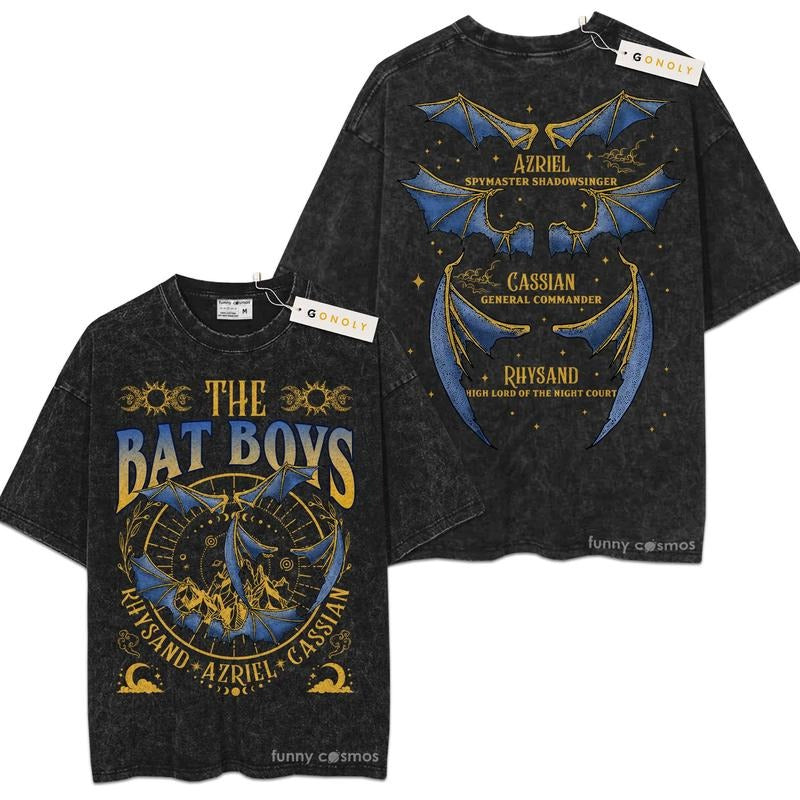 [ Mineral Wash ] Bat Boys Acotar, A Court Of Thorn And Roses Rhysand Cassian Azriel For Fans Book, Bookish, Graphic...