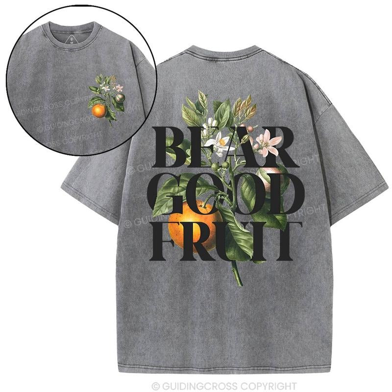 [ Mineral Wash ] Bear Good Fruit Washed TShirt Jesus Graphic Washed Style Shirt Hoodie Sweatshirt | PrintMintTees.com