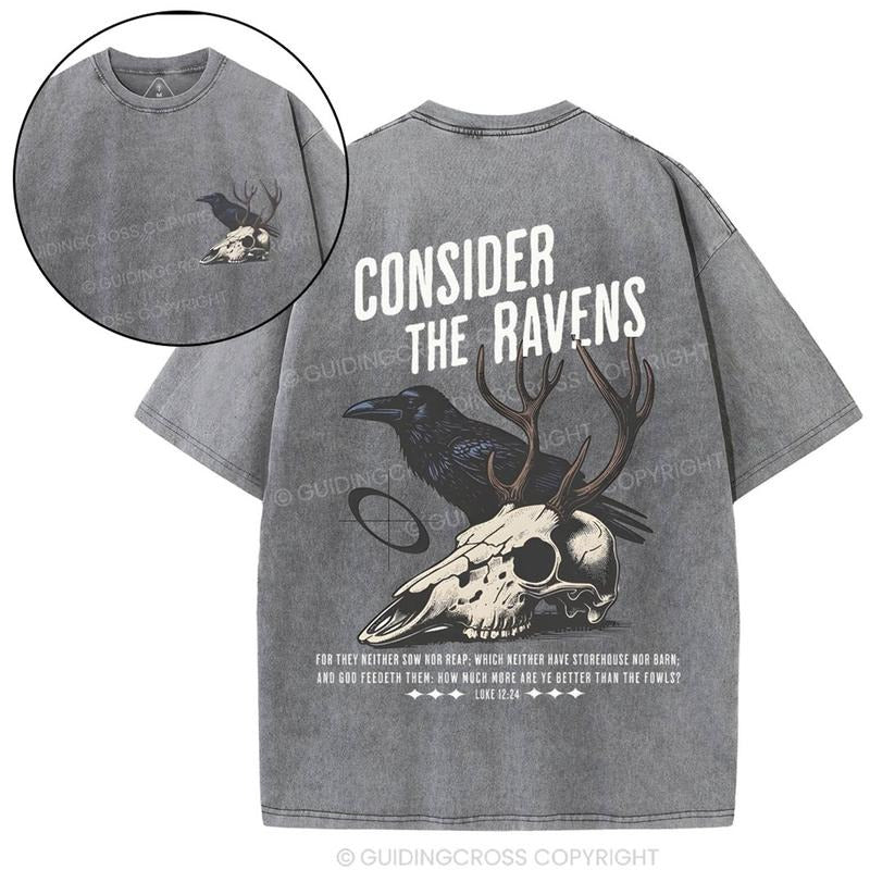 [ Mineral Wash ] Consider The Ravens Chirstian Washed TShirt Jesus Graphic Washed Style Shirt Hoodie Sweatshirt