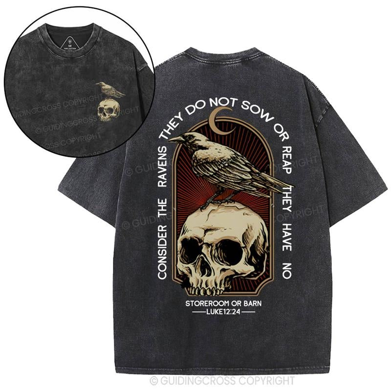 [ Mineral Wash ] Consider The Ravens Chirstian Washed TShirt Jesus Graphic Washed Style TShirt Hoodie Sweatshirt