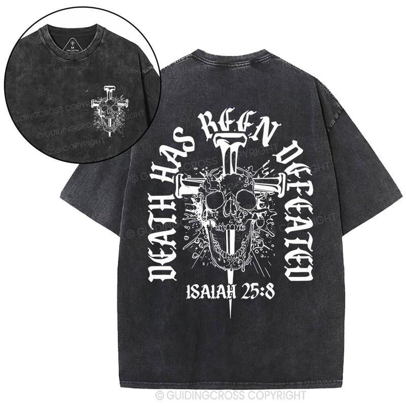 [ Mineral Wash ] Death Has Been Defeated Christian Washed TShirt Jesus Graphic Washed Style Shirt Hoodie Sweatshirt