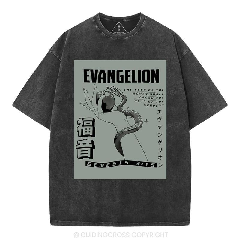 [ Mineral Wash ] Evangelion Chirstian Washed Shirt Jesus Graphic Washed Style Shirt Hoodie Sweatshirt | PrintMintTees.com