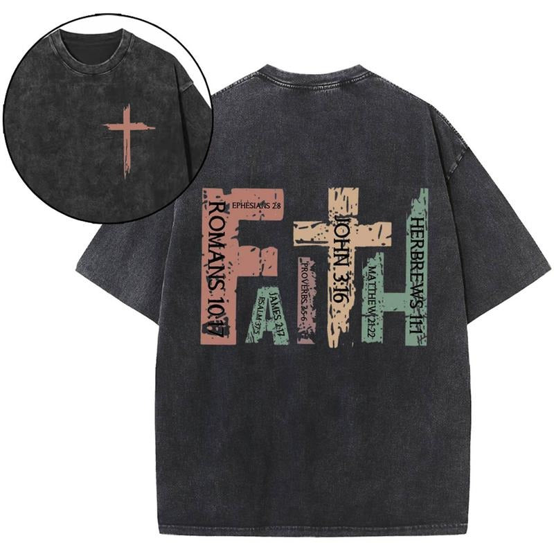 [ Mineral Wash ] Faith Christian Washed Shirt Jesus Graphic Washed Style Shirt Hoodie Sweatshirt | PrintMintTees.com