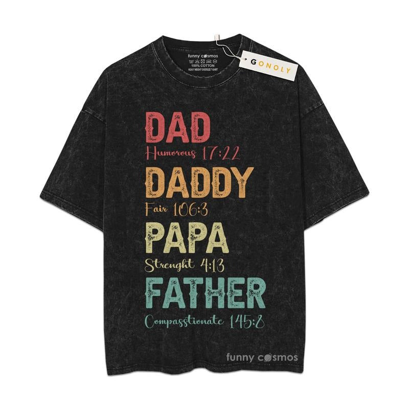 [ Mineral Wash ] Father Day Dad Daddy Papa Christain Retro Gifts For Dad, Daddy Graphic Washed Style Shirt Hoodie Sweatshirt