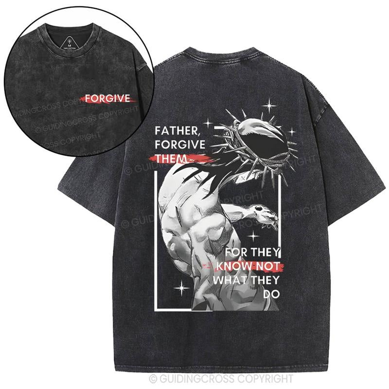 [ Mineral Wash ] Father, Forgiven Them Christian Washed Shirt Jesus Graphic Washed Style Shirt Hoodie Sweatshirt