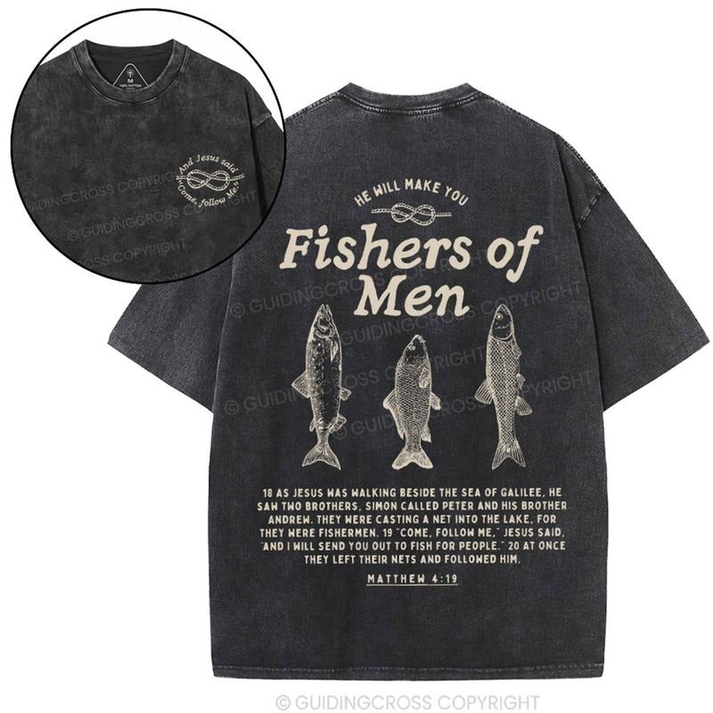 [ Mineral Wash ] Fishers Of Men Christian Washed TShirt Jesus Graphic Washed Style Shirt Hoodie Sweatshirt