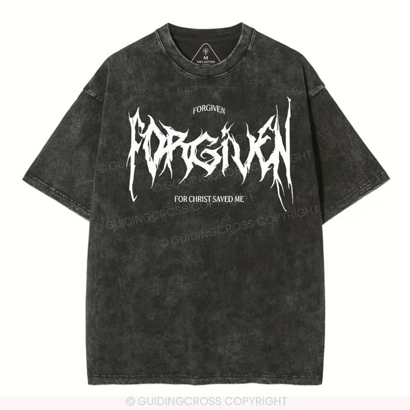 [ Mineral Wash ] Forgiven Christian Washed Shirt Jesus Graphic Washed Style Shirt Hoodie Sweatshirt | PrintMintTees.com