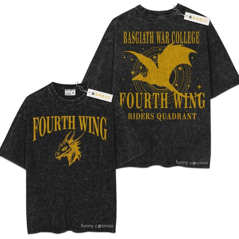 [ Mineral Wash ] Fourth Wing Riders Basgiath War Bookish For Fans Lover Book, Bookish, Graphic Washed Style TShirt Hoodie...