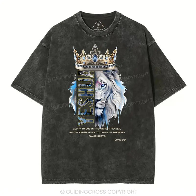 [ Mineral Wash ] Glory To God In The Highest Heaven Christian Washed Shirt Jesus Graphic Washed Style Shirt Hoodie Sweatshirt
