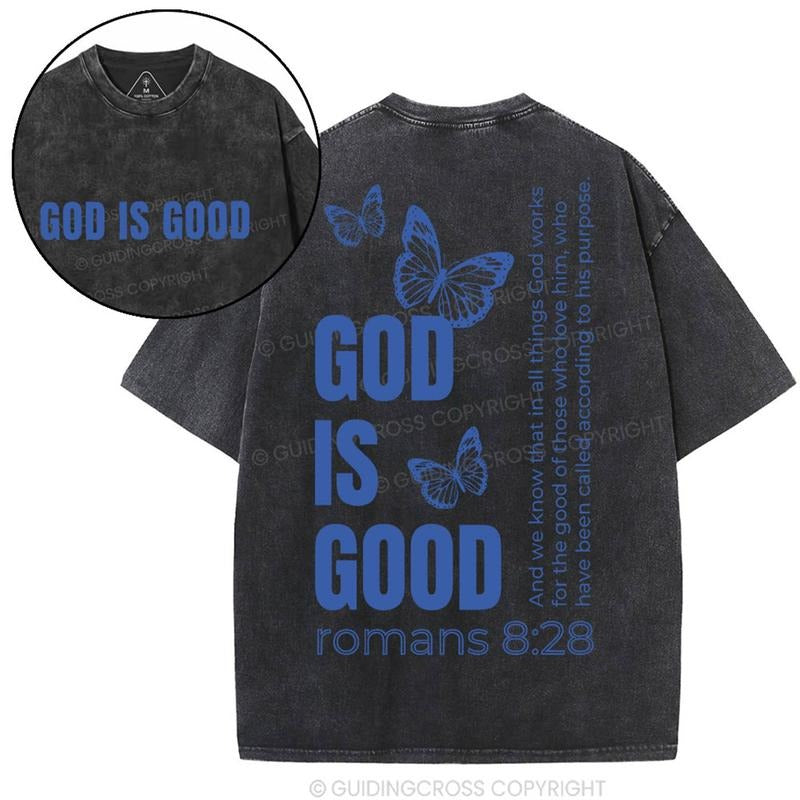 [ Mineral Wash ] God Is Good Christian Washed Shirt Jesus Graphic Washed Style Shirt Hoodie Sweatshirt | PrintMintTees.com