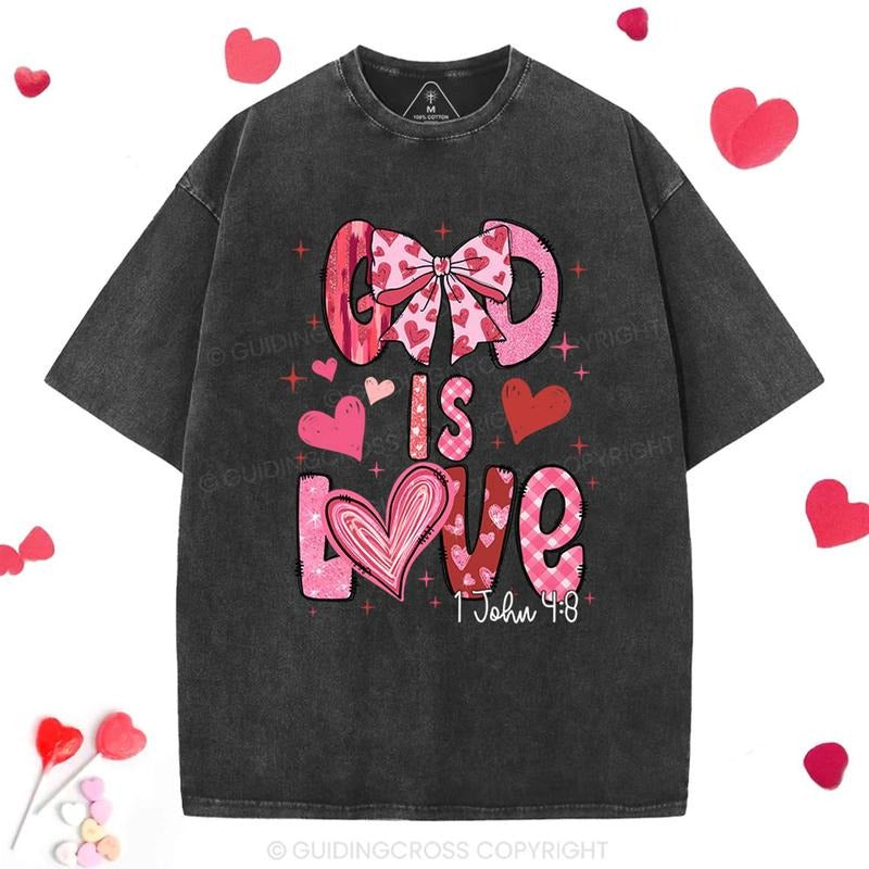 [ Mineral Wash ] God Is Love Christian Washed TShirt Jesus Graphic Washed Style Shirt Hoodie Sweatshirt | PrintMintTees.com