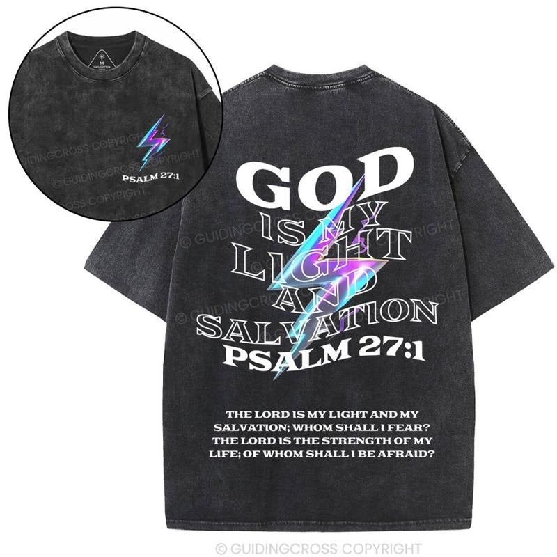 [ Mineral Wash ] God Is My Light Chirstian Washed Shirt Jesus Graphic Washed Style Shirt Hoodie Sweatshirt