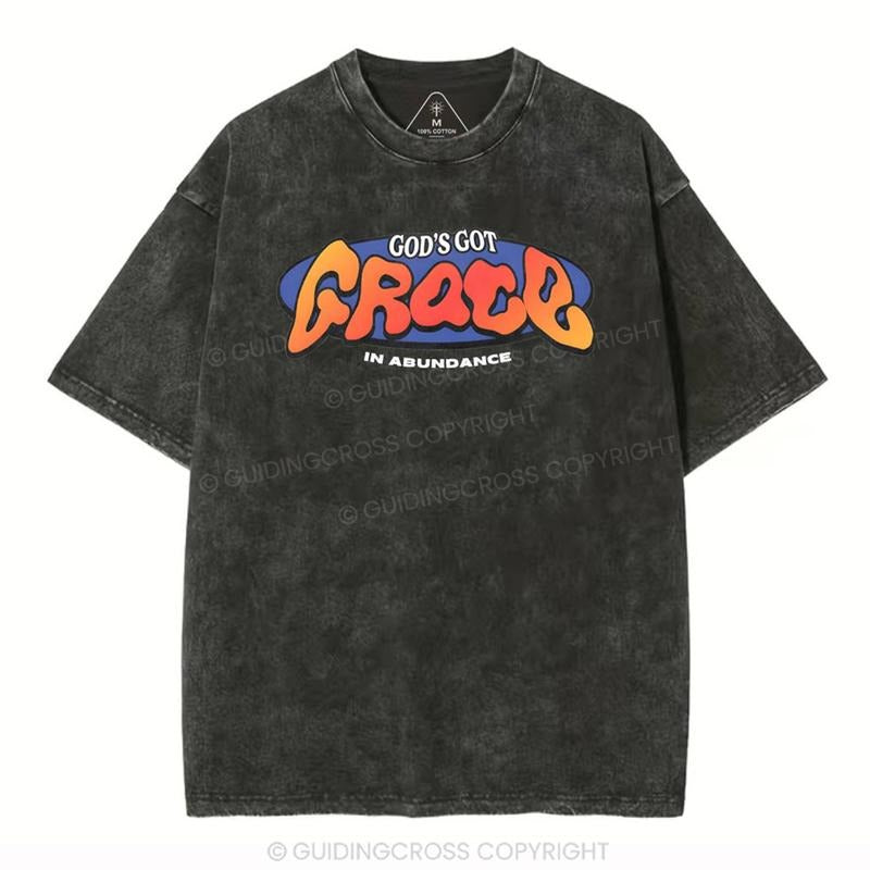 [ Mineral Wash ] God's Got Grace Christian Washed Shirt Jesus Graphic Washed Style Shirt Hoodie Sweatshirt