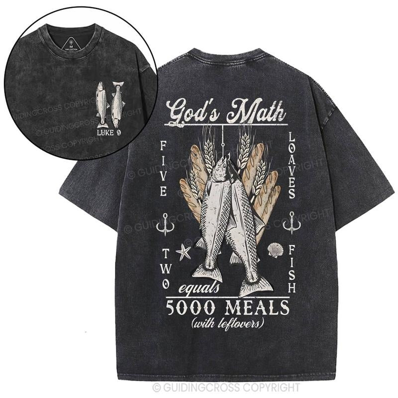 [ Mineral Wash ] God's Math Christian Washed Shirt Jesus Graphic Washed Style Shirt Hoodie Sweatshirt | PrintMintTees.com