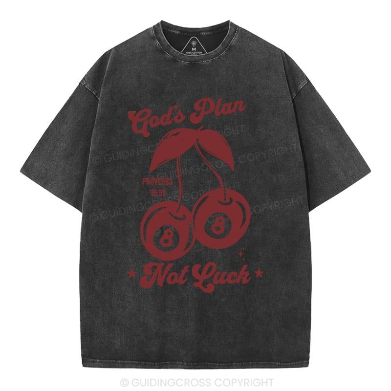 [ Mineral Wash ] God's Plan Not Luck Christian Washed Shirt Jesus Graphic Washed Style Shirt Hoodie Sweatshirt